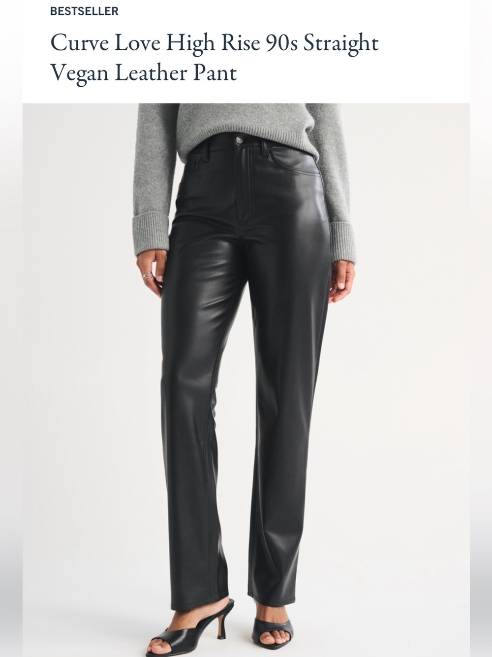 Abercrombie & Fitch Black Curve Love High Rise 90s Straight Vegan Leather Pants